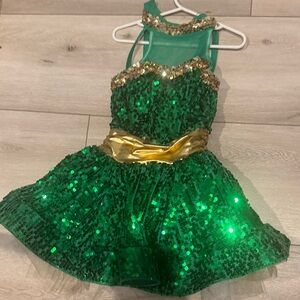 Weissman Shimmering Emerald and Gold Dance Costume